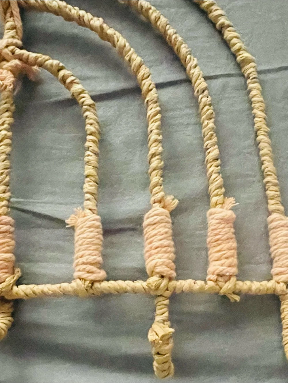 Handcrafted Rope Wall Hanging in Natural and Pink